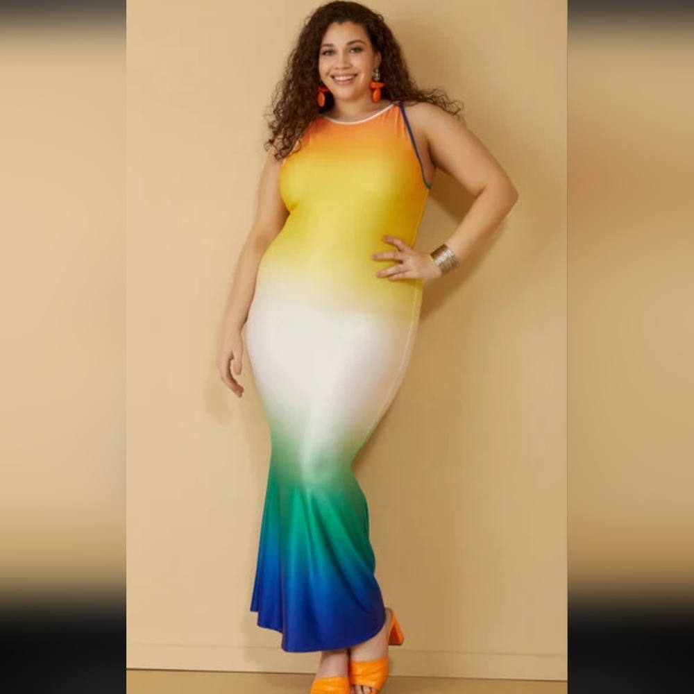 NWT ASHLEY'S Ombre Maxi Bodycon Dress Size 22/24 - Picture 3 of 10